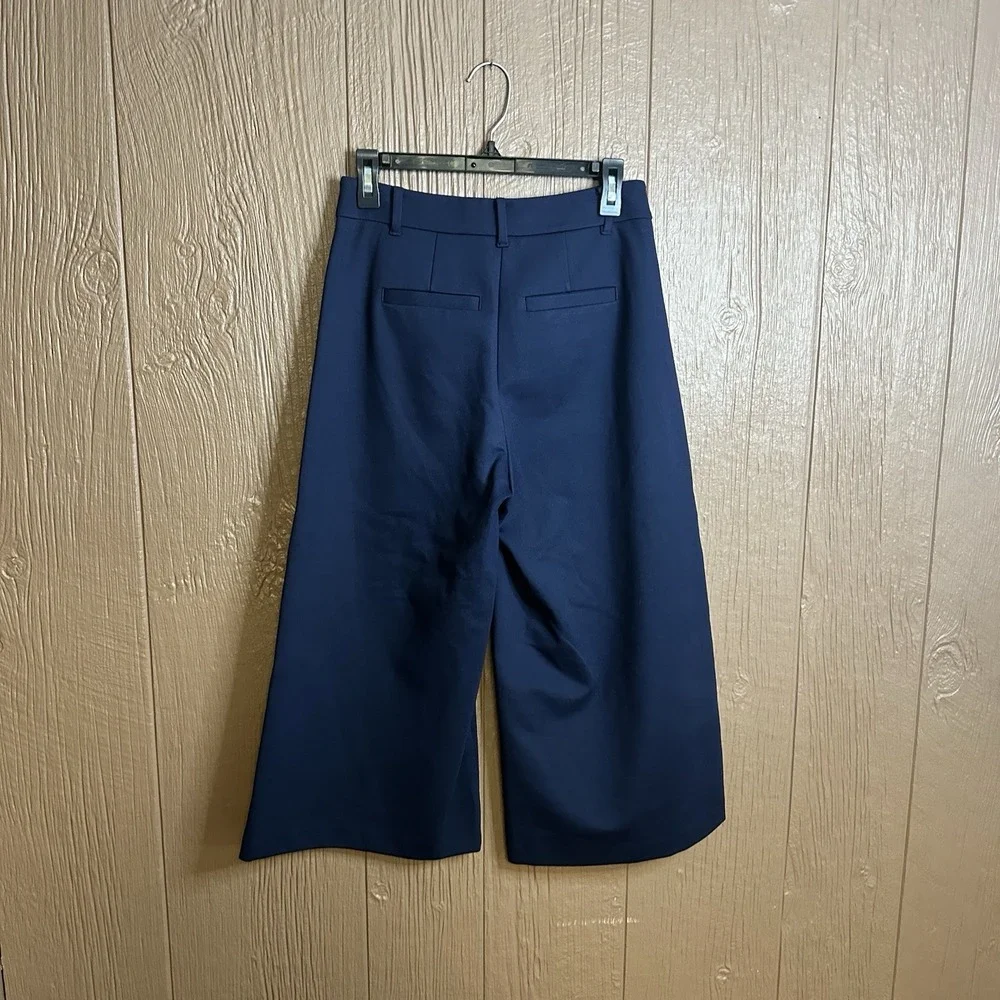 Boden Womens Hampshire Ponte Culottes Crop Pants Sz 6P Wide Leg Navy Blue Career